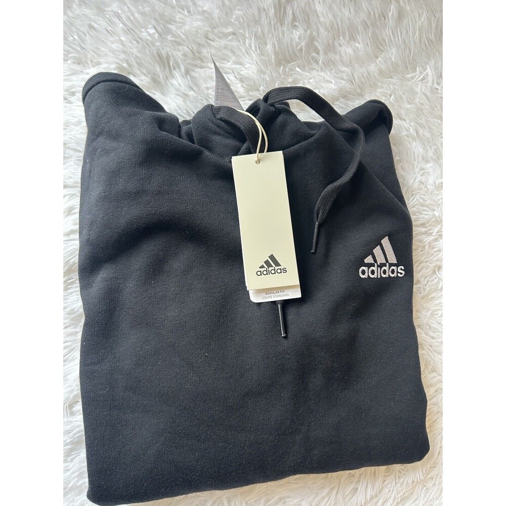 New Adidas Size Medium Men's Feelcozy HD Black Hoodie Sweatshirt Jacket